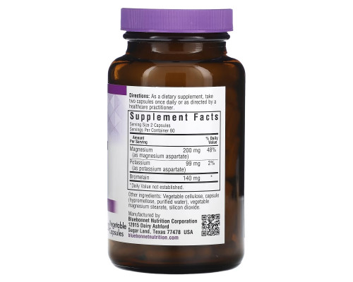 Bluebonnet Nutrition Калий Магний плюс бромелайн 120 овощных капсул