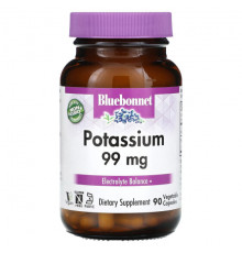 Калий Bluebonnet Nutrition, Калий, 99 мг, 90 растительных капсул