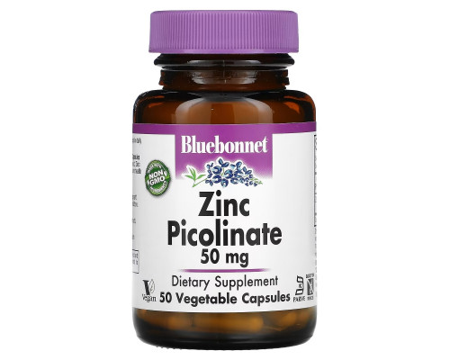 Bluebonnet Nutrition, Zinc Picolinate, 50 mg, 50 Vegetable Capsules Bluebonnet Nutrition, Zinc Picolinate, 50 mg, 50 Vegetable Capsules