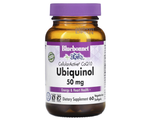 Bluebonnet Nutrition, Ubiquinol, активный на клеточном уровне коэнзим Q10, 50 мг, 60 вегетарианских капсул Bluebonnet Nutrition, Ubiquinol, активный на клеточном уровне коэнзим Q10, 50 мг, 60 вегетарианских капсул
