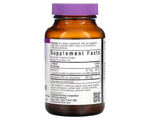 Bluebonnet Nutrition, CoQ10, 100 мг, 120 желатиновых капсул Bluebonnet Nutrition, CoQ10, 100 мг, 120 желатиновых капсул