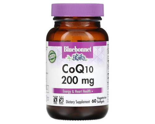 Bluebonnet Nutrition, CoQ10, 200 мг, 60 желатиновых капсул Bluebonnet Nutrition, CoQ10, 200 мг, 60 желатиновых капсул