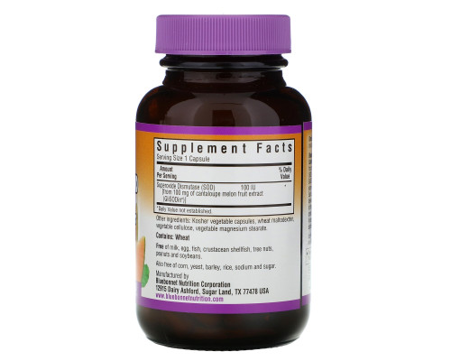 Bluebonnet Nutrition, Канталупа, экстракт плода дыни, 100 IU (международных единиц), 60 капсул на растительной основе Bluebonnet Nutrition, Канталупа, экстракт плода дыни, 100 IU (международных единиц), 60 капсул на растительной основе