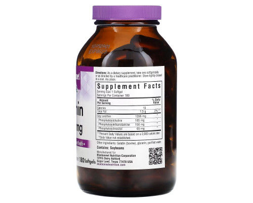 Bluebonnet Nutrition Природный лецитин 180 гелевых капсул Bluebonnet Nutrition Природный лецитин 180 гелевых капсул