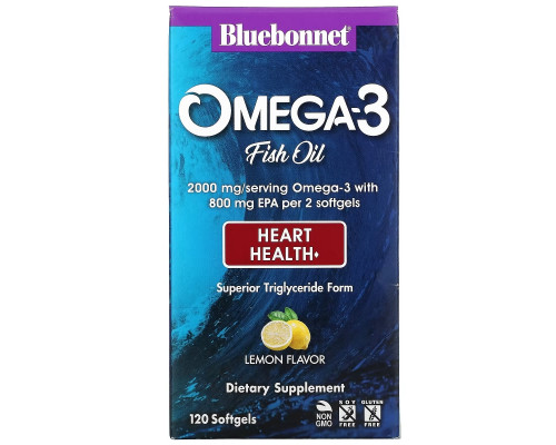 Bluebonnet Nutrition Натуральный омега-3 состав для сердца 120 мягких капсул Bluebonnet Nutrition Натуральный омега-3 состав для сердца 120 мягких капсул