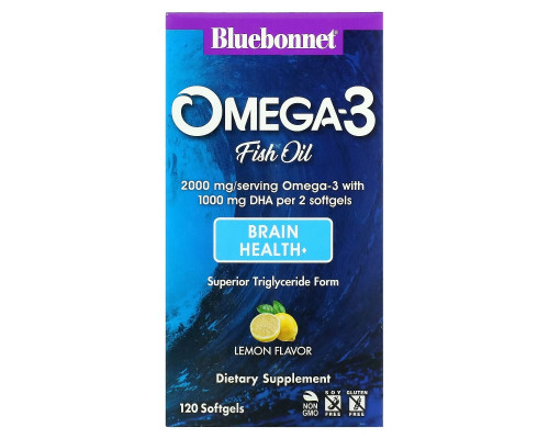 Bluebonnet Nutrition Натуральный состав для мозга с омега-3 120 мягких капсул Bluebonnet Nutrition Натуральный состав для мозга с омега-3 120 мягких капсул