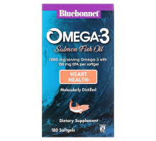 Bluebonnet Nutrition Натуральный омега-3 жир лосося 1000 мг 180 мягких капсул