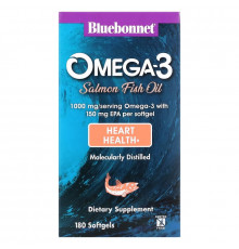 Bluebonnet Nutrition Натуральный омега-3 жир лосося 1000 мг 180 мягких капсул