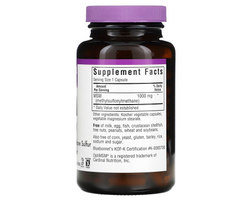 Bluebonnet Nutrition, МСМ, 1000 мг, 120 растительных капсул Bluebonnet Nutrition, МСМ, 1000 мг, 120 растительных капсул