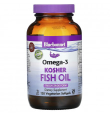 Bluebonnet Nutrition Кошерный Рыбий Жир Натуральный Омега-3 120 Вегетарианских Капсул