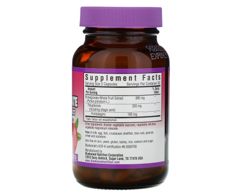 Bluebonnet Nutrition, Экстракт цельных плодов граната, 60 капсул Bluebonnet Nutrition, Экстракт цельных плодов граната, 60 капсул