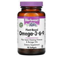 Bluebonnet Nutrition, Растительные омега 3·6·9 кислоты в капсулах, для поддержания здоровья, 90 капсул