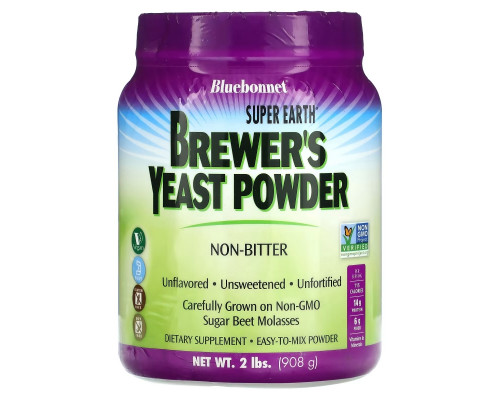 Bluebonnet Nutrition, Сухие дрожжи Super Earth Brewer'S Unflavored в порошке, для здоровья кожи и волос, 2 фунта (908 г)
