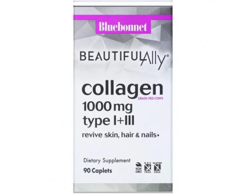 Для мышц и суставов Bluebonnet Nutrition, Beautiful Ally, коллаген типа I и III, 1000 мг, 90 капсул Для мышц и суставов Bluebonnet Nutrition, Beautiful Ally, коллаген типа I и III, 1000 мг, 90 капсул