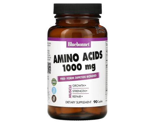 Bluebonnet Nutrition, Аминокислоты, 1000 мг, 90 капсуловидных таблеток Bluebonnet Nutrition, Аминокислоты, 1000 мг, 90 капсуловидных таблеток