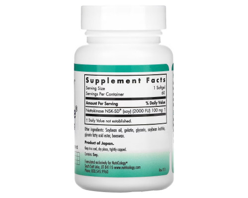 Nutricology NattoZyme наттокиназа 100 мг 60 гелевых капсул Nutricology NattoZyme наттокиназа 100 мг 60 гелевых капсул
