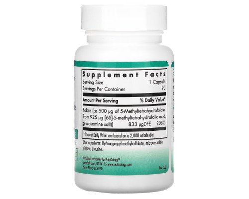 Nutricology QuatreActiv фтолат 5–МТГФ 90 капсул Nutricology QuatreActiv фтолат 5–МТГФ 90 капсул