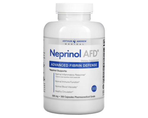 Arthur Andrew Medical, Neprinol AFD, защита организма от вредного воздействия фибрина, 500 мг, 300 капсул Arthur Andrew Medical, Neprinol AFD, защита организма от вредного воздействия фибрина, 500 мг, 300 капсул