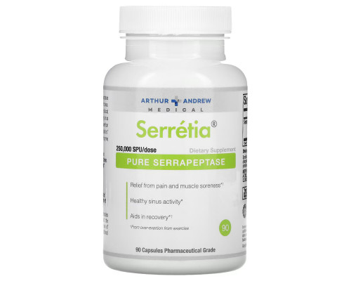 Arthur Andrew Medical Serretia Чистые Серрапептазы 250000 SPUs 90 капсул Arthur Andrew Medical Serretia Чистые Серрапептазы 250000 SPUs 90 капсул