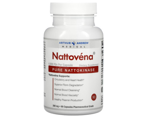Arthur Andrew Medical, Nattovena, Pure Nattokinase, 200 mg, 90 Capsules Arthur Andrew Medical, Nattovena, Pure Nattokinase, 200 mg, 90 Capsules