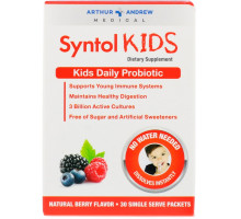 Arthur Andrew Medical, Syntol Kids, ежедневный пробиотик для детей, натуральный ягодный вкус, 30 отдельных порционных пакетиков