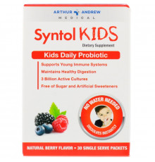 Arthur Andrew Medical, Syntol Kids, ежедневный пробиотик для детей, натуральный ягодный вкус, 30 отдельных порционных пакетиков