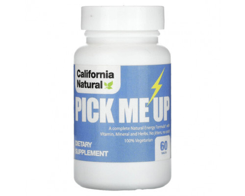 Растительные экстракты и настойки California Natural, Pick Me Up, 60 таблеток Растительные экстракты и настойки California Natural, Pick Me Up, 60 таблеток