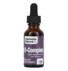 Витамины группы B California Natural, комплекс витаминов группы B, малина, 30 мл (1 унция)