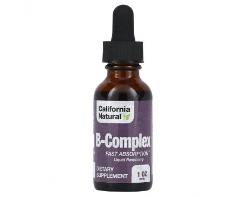 Витамины группы B California Natural, комплекс витаминов группы B, малина, 30 мл (1 унция) Витамины группы B California Natural, комплекс витаминов группы B, малина, 30 мл (1 унция)