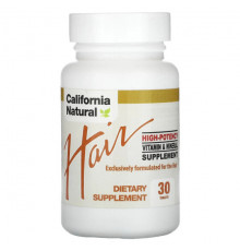 Для здоровья кожи California Natural, Для волос, высокая эффективность, 30 таблеток