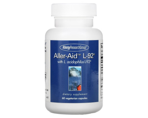 Allergy Research Group, Aller-Aid L-92 с L. Acidophilus L-92, 60 вегетарианских капсул Allergy Research Group, Aller-Aid L-92 с L. Acidophilus L-92, 60 вегетарианских капсул