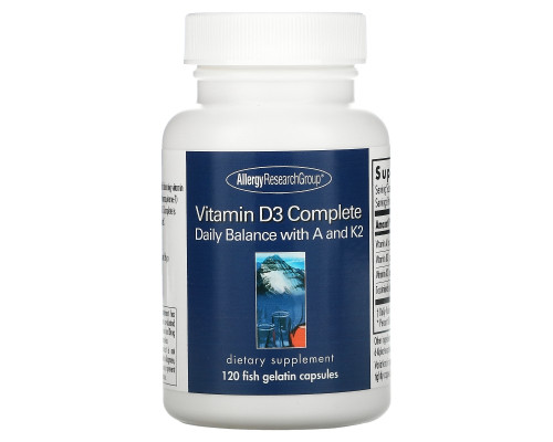 Allergy Research Group, Vitamin D3 Complete , 120 Fish Gelatin Capsules Allergy Research Group, Vitamin D3 Complete , 120 Fish Gelatin Capsules