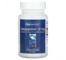 Антиоксиданты Allergy Research Group, Астаксантин, AstaZine из чистых микроводорослей, 12 мг, 60 мягких таблеток