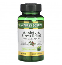 Nature's Bounty, Anxiety & Stress Relief, Ashwagandha KSM-66, 50 Tablets
