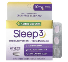 Nature's Bounty, Sleep 3, Maximum Strength, Drug-Free Sleep Aid, 60 Tri-Layered Tablets