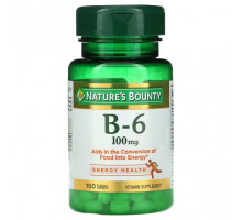 Витамины группы B Nature's Bounty, Витамин B-6, 100 мг, 100 таблеток