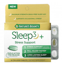 Nature's Bounty, Sleep3+, Stress Support, 56 Tri-Layer Tablets