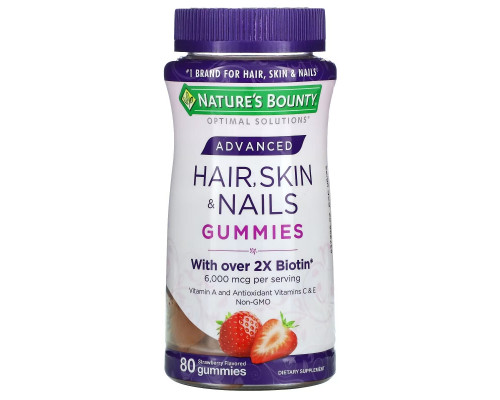 Nature's Bounty, Advanced Hair, Skin, & Nails Gummies, Strawberry, 80 Gummies