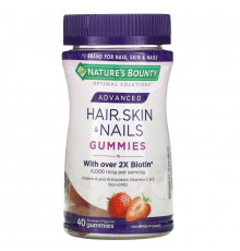 Nature's Bounty, Advanced Hair, Skin & Nails Gummies, Strawberry, 40 Gummies