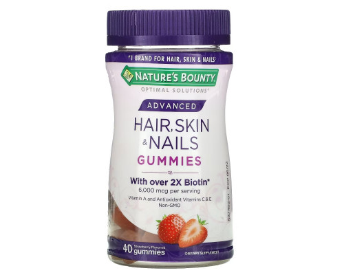 Nature's Bounty, Advanced Hair, Skin & Nails Gummies, Strawberry, 40 Gummies