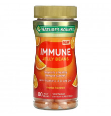 Nature's Bounty, Immune Jelly Beans, With Vitamin C & D, and Zinc, Orange, 80 Jelly Beans