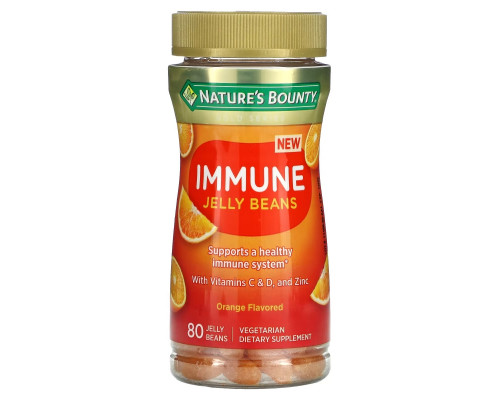 Nature's Bounty, Immune Jelly Beans, With Vitamin C & D, and Zinc, Orange, 80 Jelly Beans Nature's Bounty, Immune Jelly Beans, With Vitamin C & D, and Zinc, Orange, 80 Jelly Beans