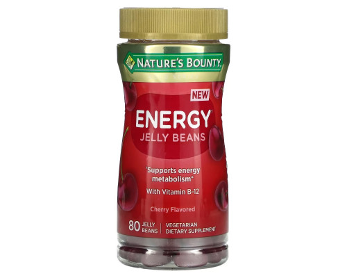 Nature's Bounty, Energy Jelly Beans, With Vitamin B-12, Cherry, 80 Jelly Beans Nature's Bounty, Energy Jelly Beans, With Vitamin B-12, Cherry, 80 Jelly Beans