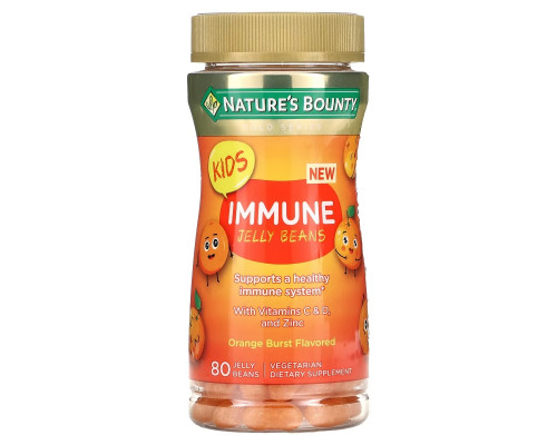 Nature's Bounty, Kid's Immune Jelly Beans, With Vitamins C & D, and Zinc, Orange, 80 Jelly Beans Nature's Bounty, Kid's Immune Jelly Beans, With Vitamins C & D, and Zinc, Orange, 80 Jelly Beans