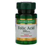 Nature's Bounty, Folic Acid, 800 mcg, 250 Tablets