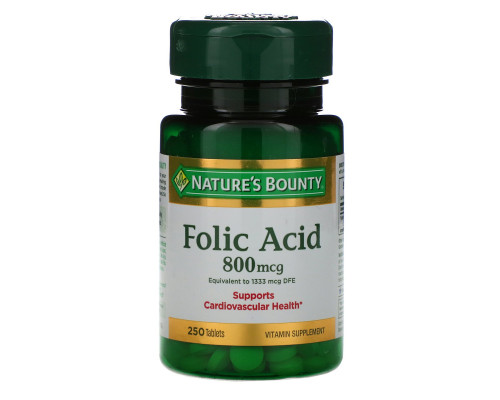 Nature's Bounty, Folic Acid, 800 mcg, 250 Tablets Nature's Bounty, Folic Acid, 800 mcg, 250 Tablets
