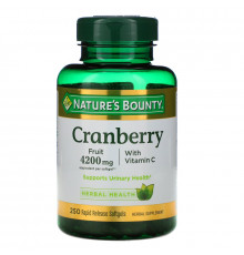 Nature's Bounty, Клюква, с витамином C, 250 желатиновых капсул быстрого высвобождения