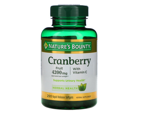 Nature's Bounty, Клюква, с витамином C, 250 желатиновых капсул быстрого высвобождения Nature's Bounty, Клюква, с витамином C, 250 желатиновых капсул быстрого высвобождения