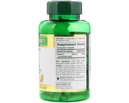 Nature's Bounty, Time Released C, 500 mg, 100 Capsules Nature's Bounty, Time Released C, 500 mg, 100 Capsules