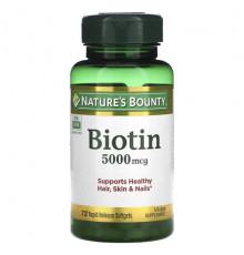 Биотин Nature's Bounty, Биотин, 5000 мкг, 72 капсулы с быстрым высвобождением